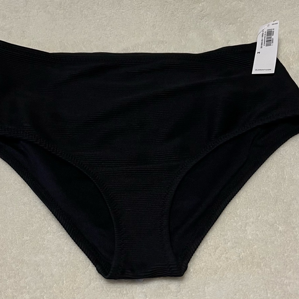 Black High-Waisted Ribbed Bikini Bottom